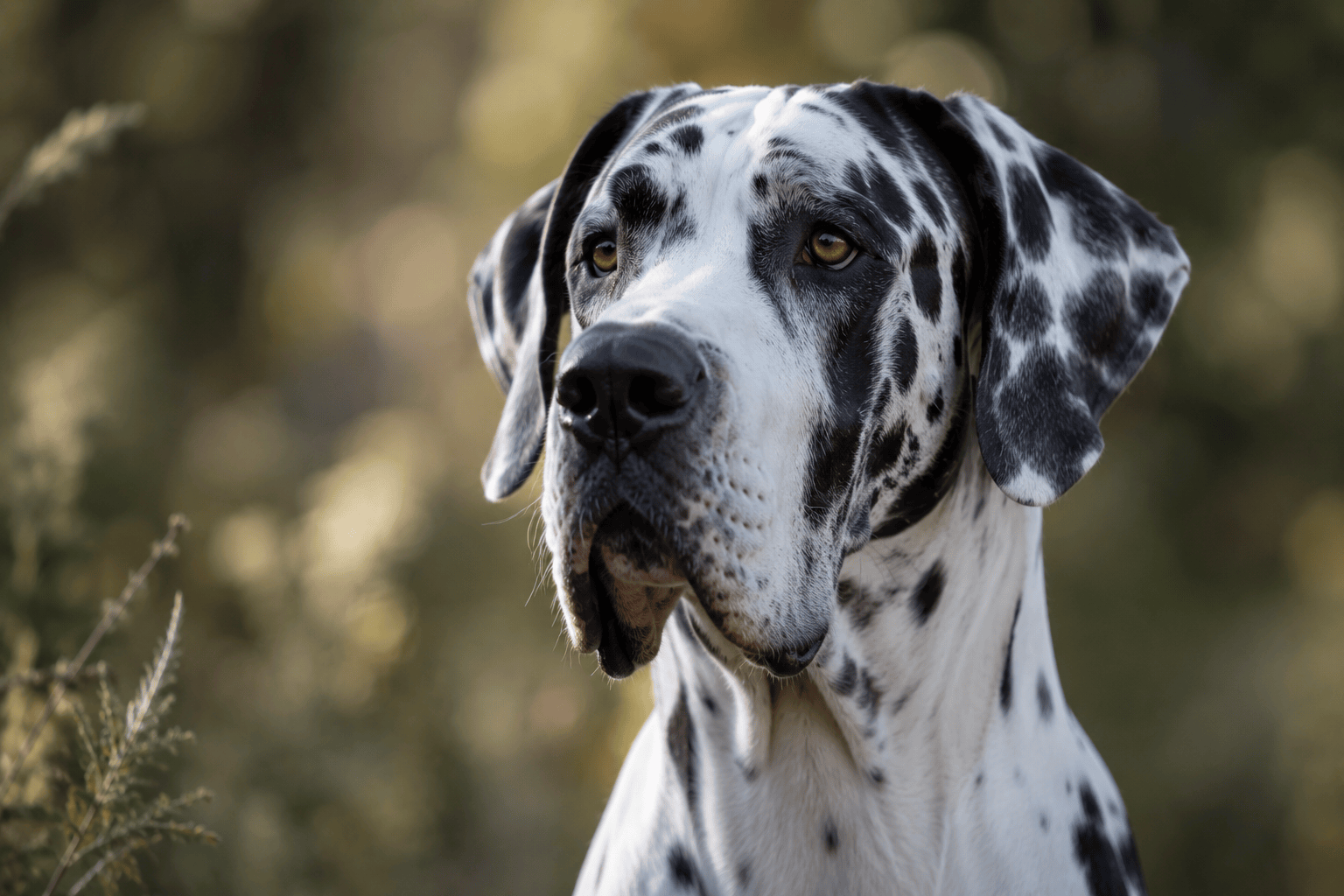 Dogo arlequín en paraje natural